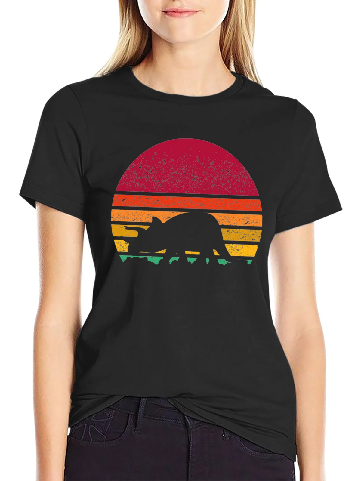 Retro Dinosaur Sunset Graphic T-Shirt product image 5