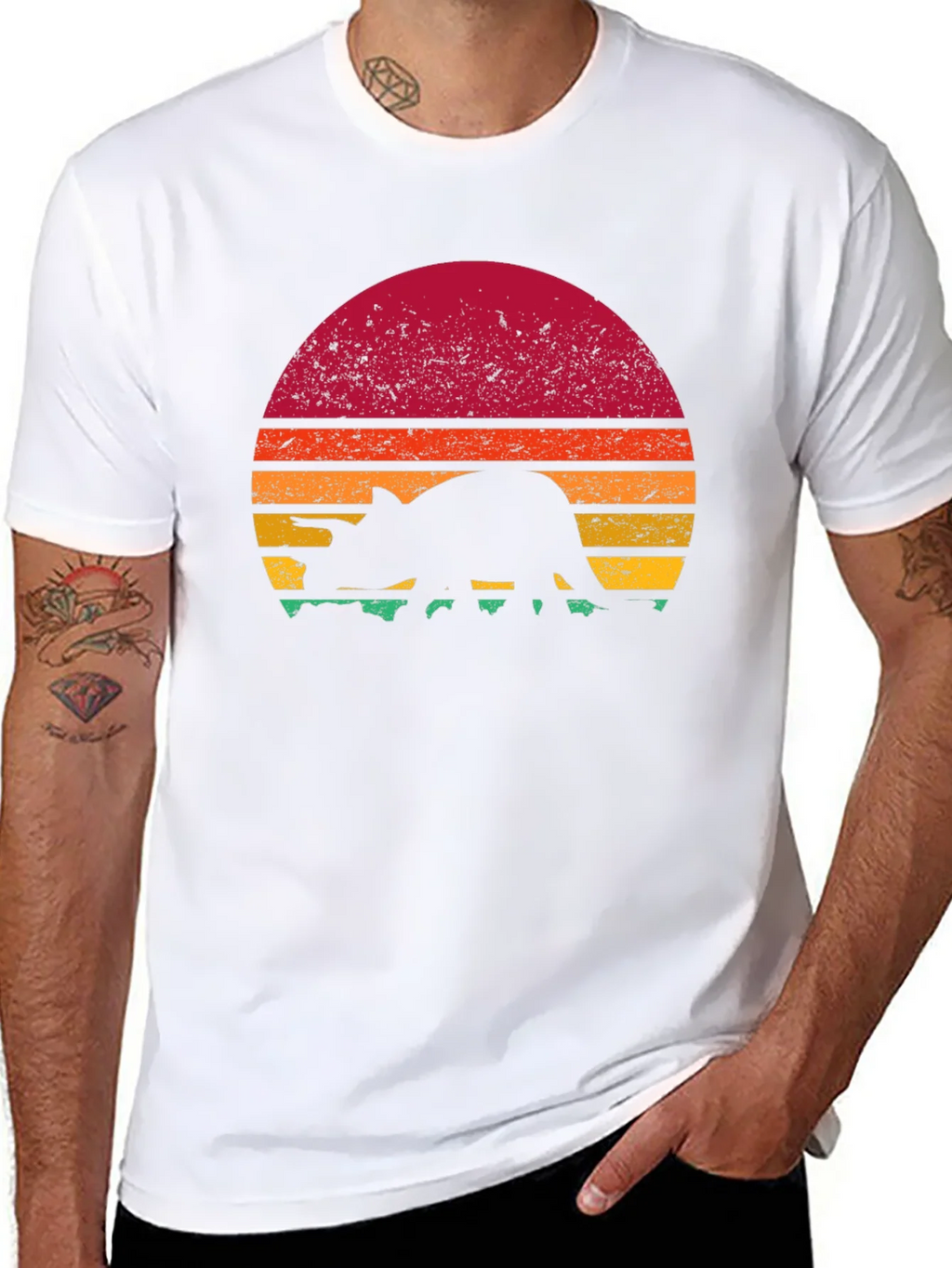 Retro Dinosaur Sunset Graphic T-Shirt product image 10