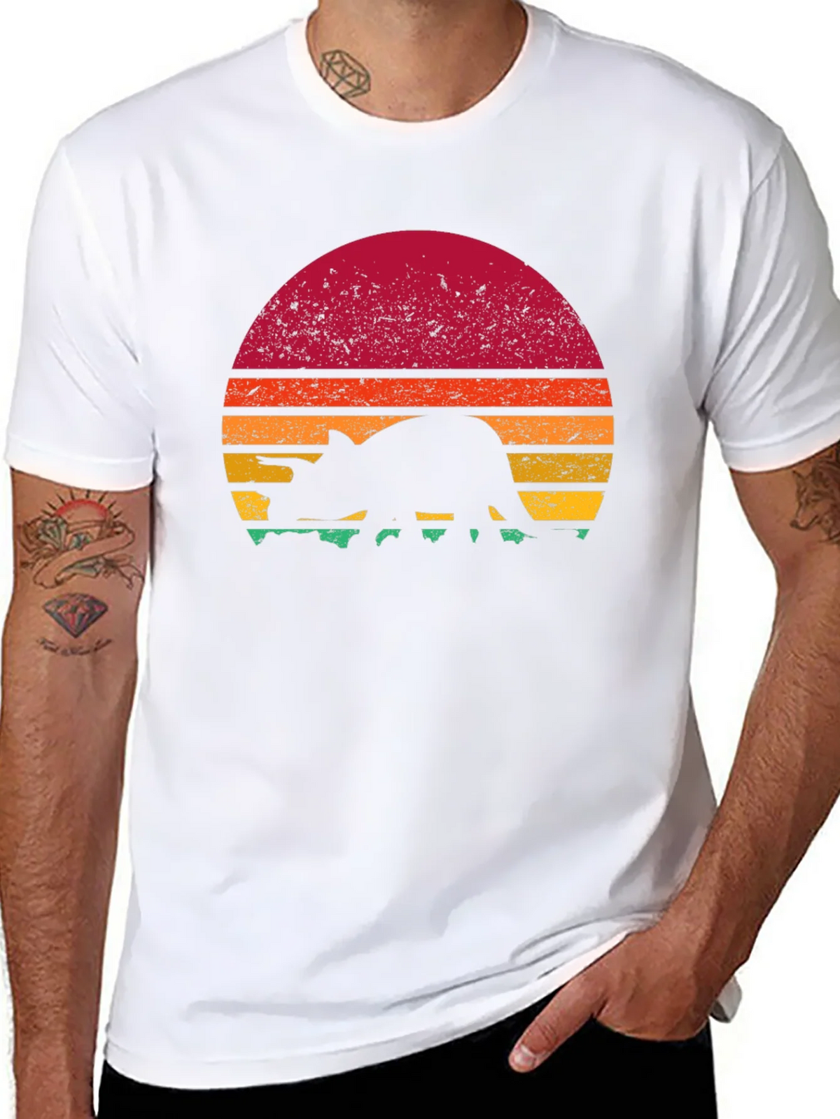 Retro Dinosaur Sunset Graphic T-Shirt product image 10