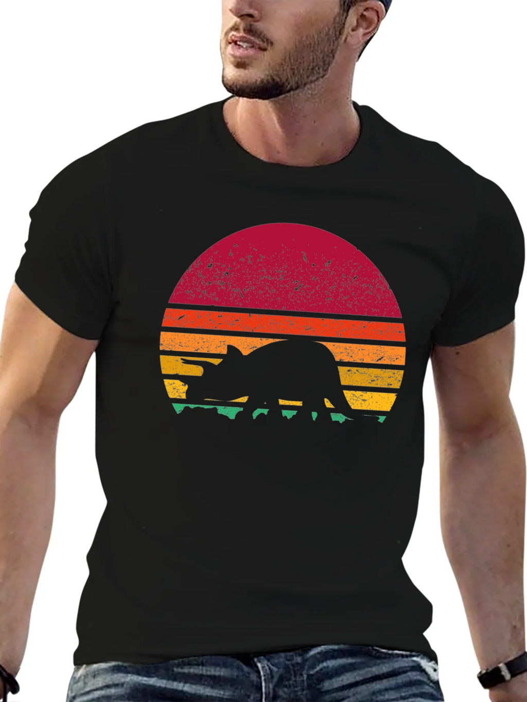 Retro Dinosaur Sunset Graphic T-Shirt product image 9