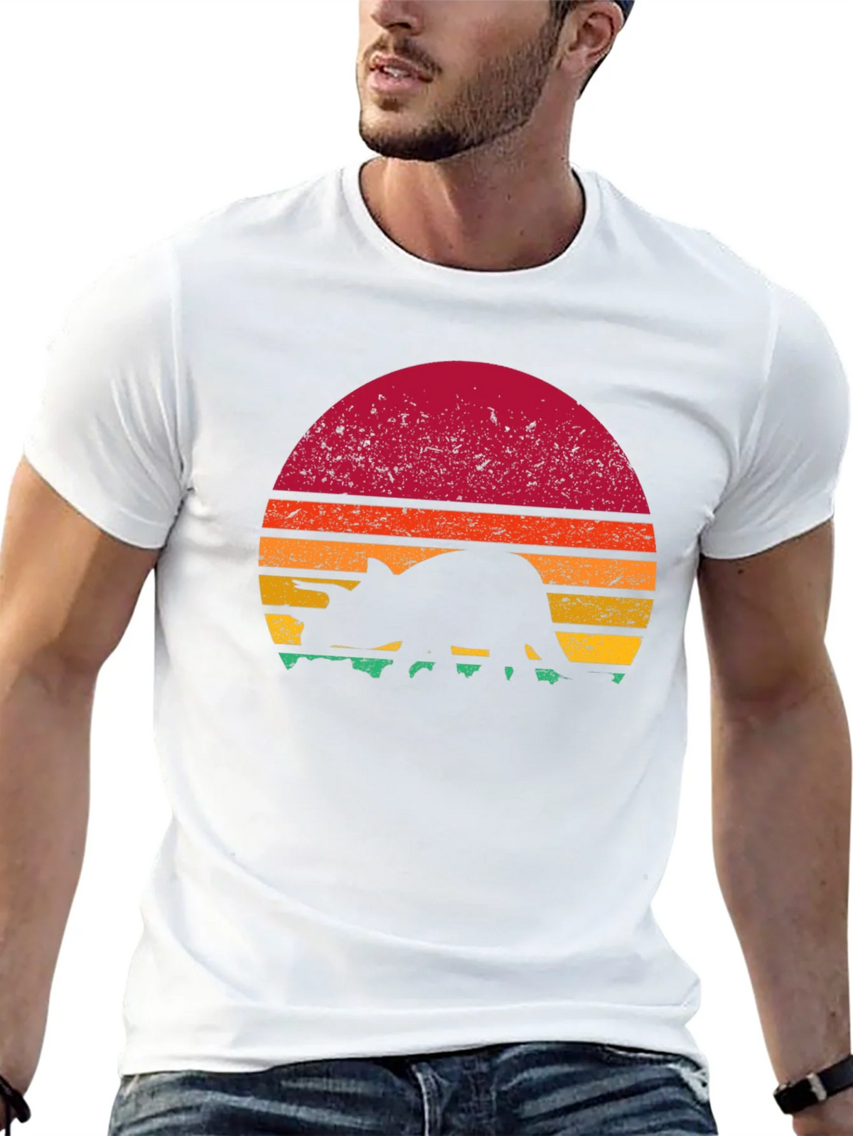 Retro Dinosaur Sunset Graphic T-Shirt product image 4