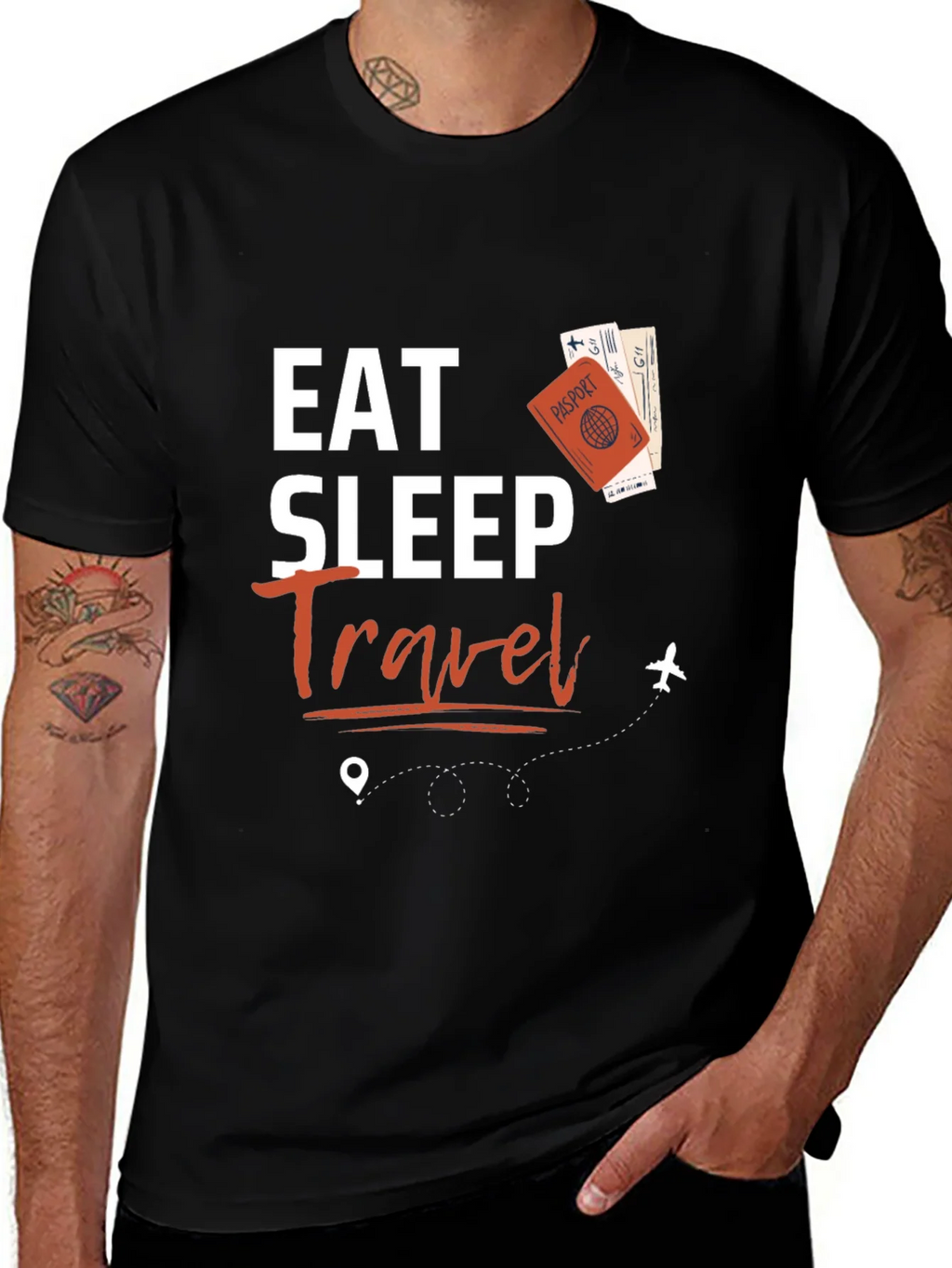 Eat Sleep Travel Black Graphic Tee product image 1