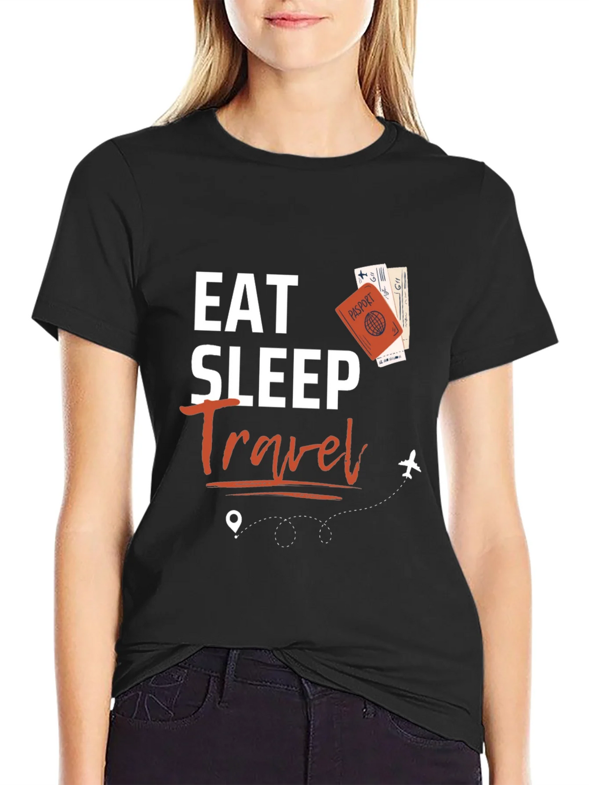 Eat Sleep Travel Black Graphic Tee product image 5