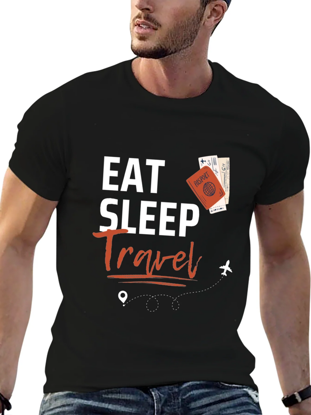Eat Sleep Travel Black Graphic Tee product image 9