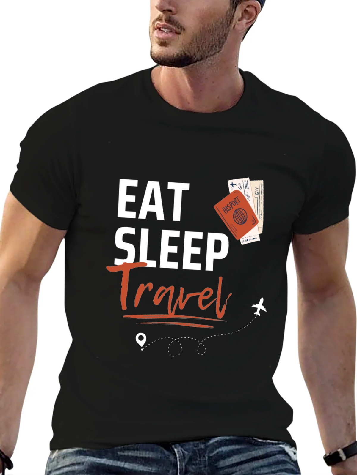 Eat Sleep Travel Black Graphic Tee product image 9