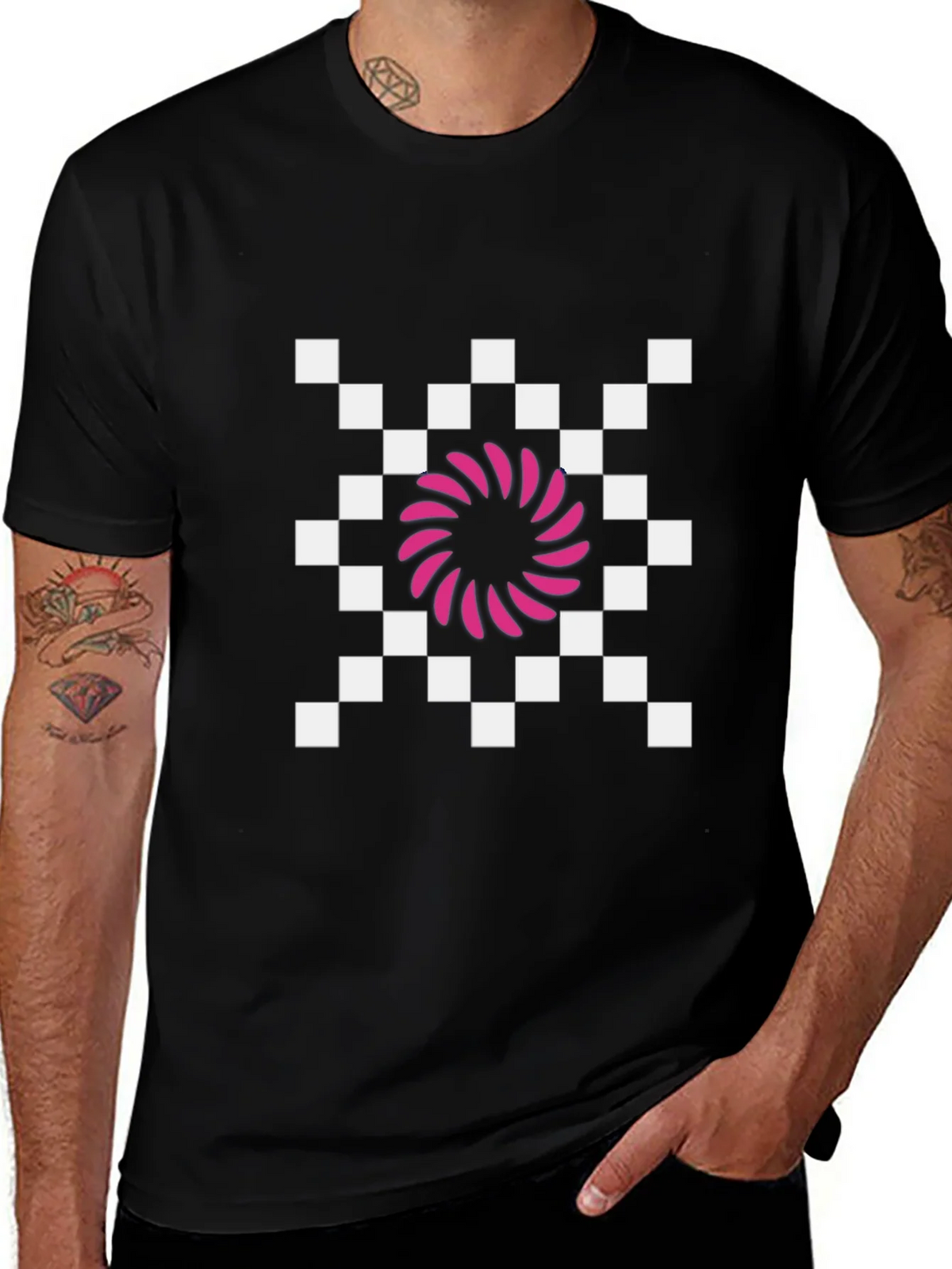 Retro Checkered Vortex T-Shirt product image 1