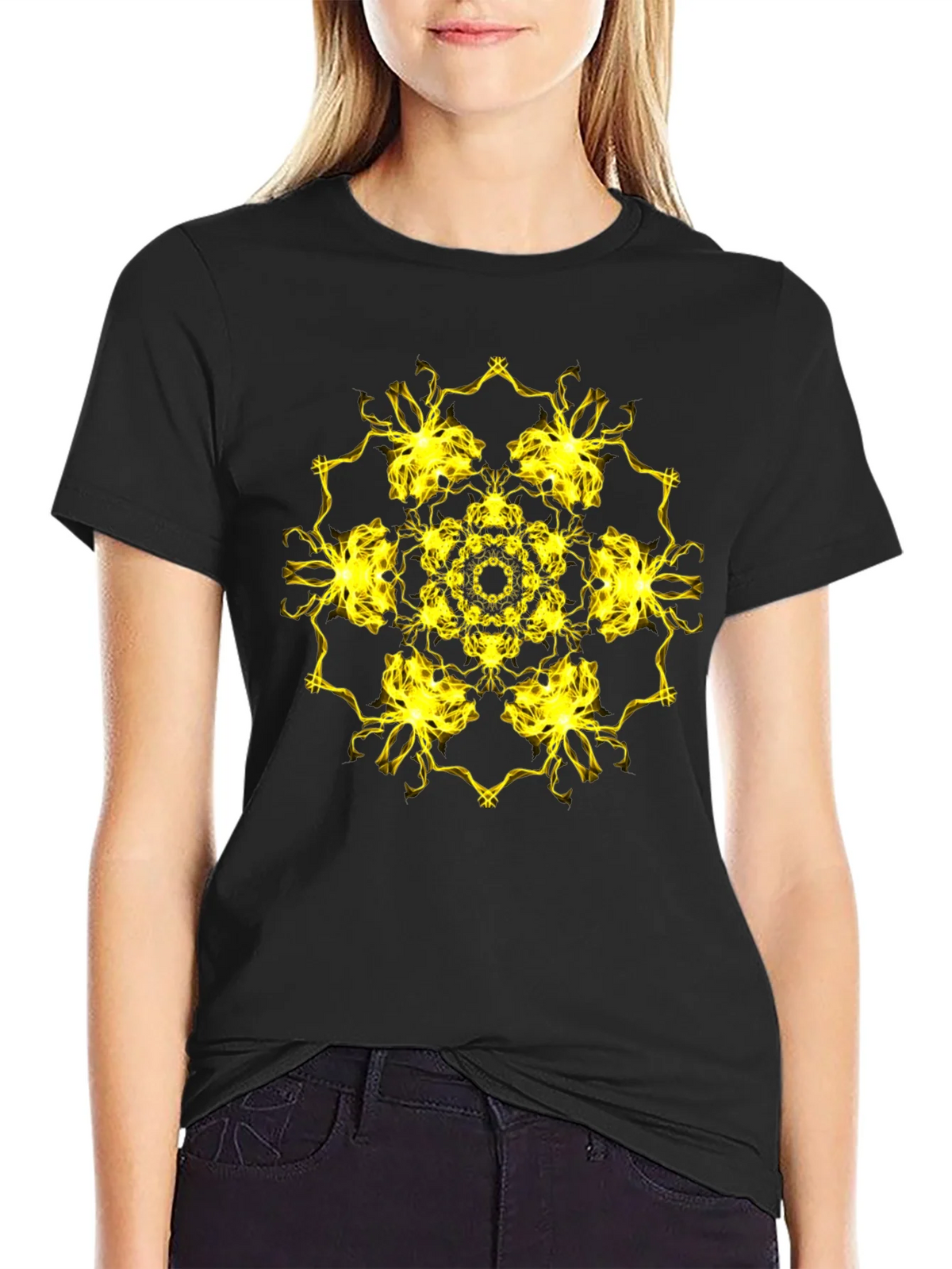 Electric Mandala Graphic Black T-Shirt product image 4