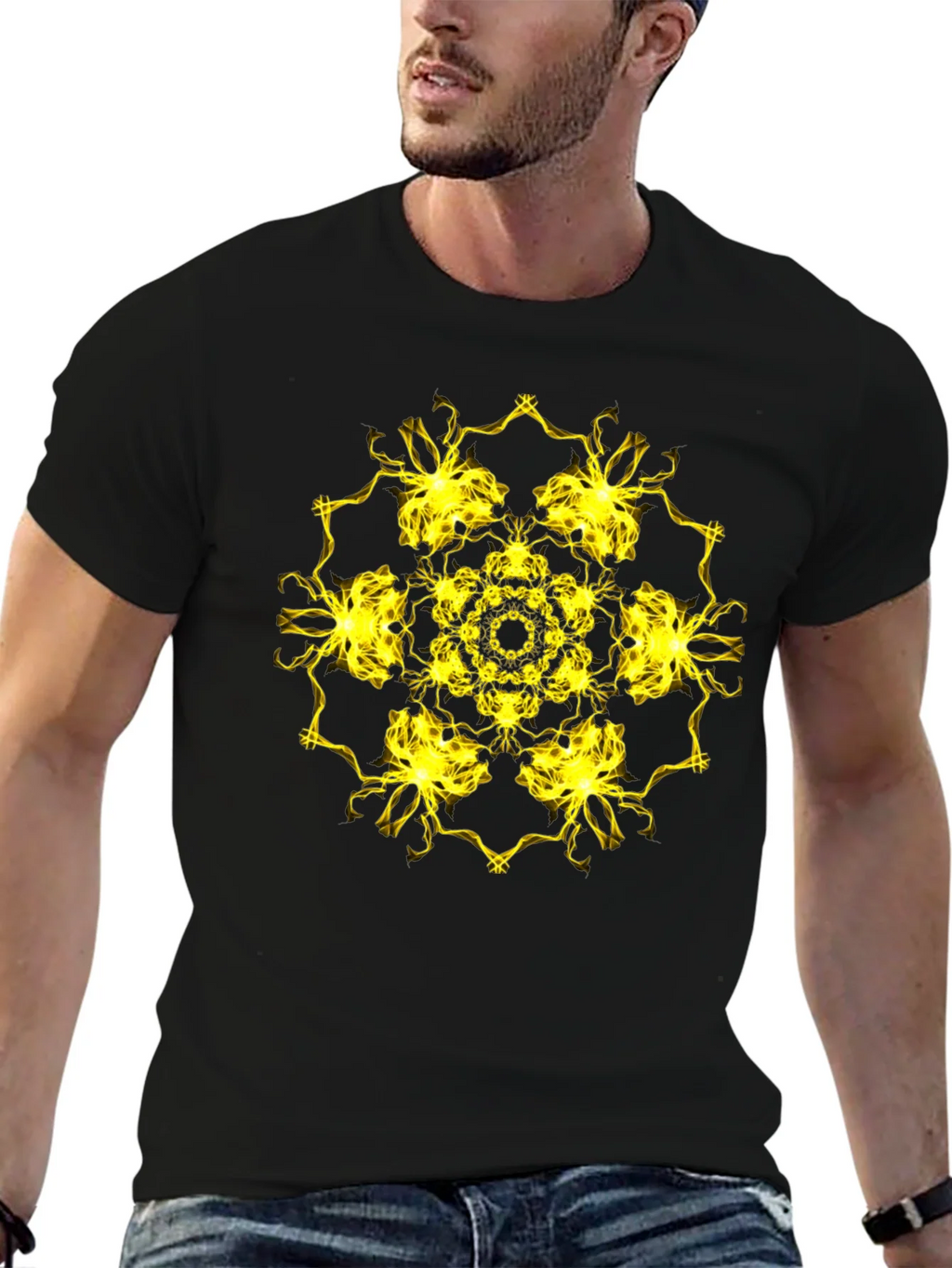 Electric Mandala Graphic Black T-Shirt product image 8
