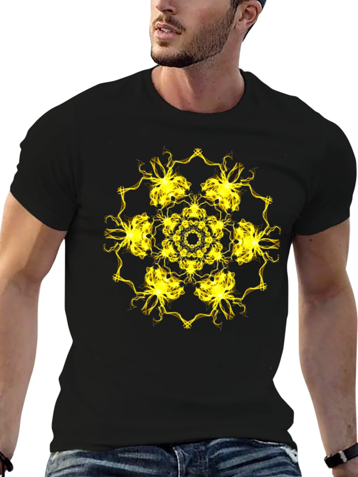 Electric Mandala Graphic Black T-Shirt product image 8