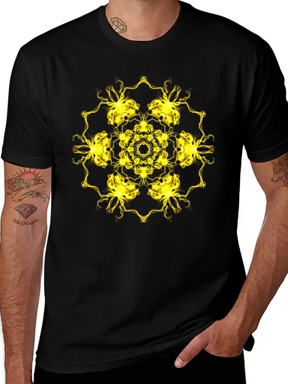 Electric Mandala Graphic Black T-Shirt product image 1