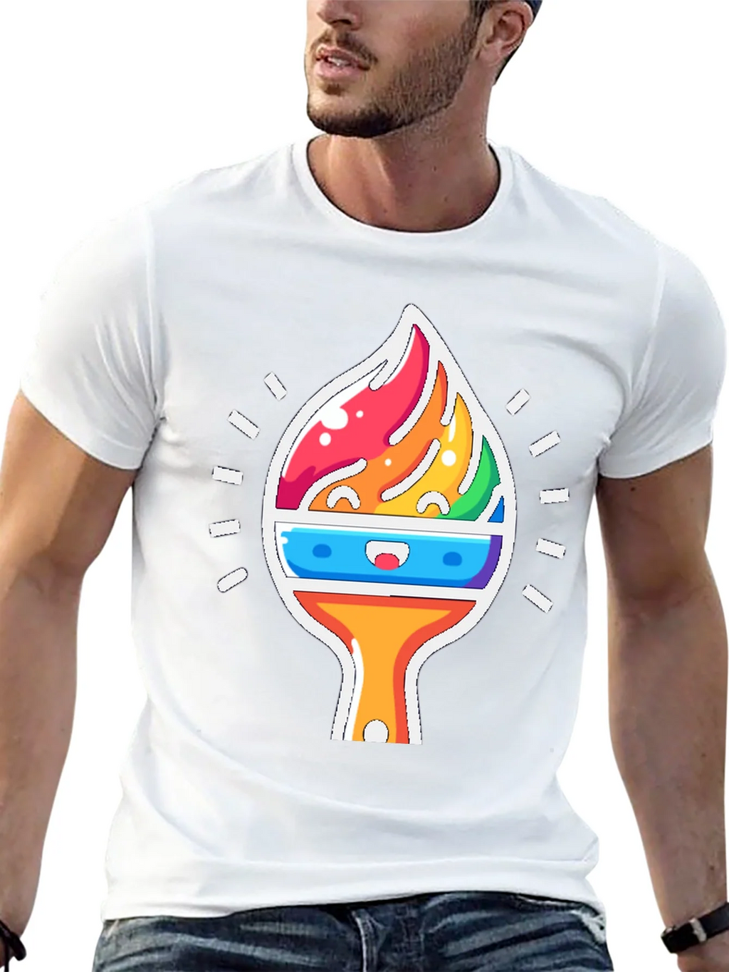 Rainbow Brushstroke Graphic Tee product image 4