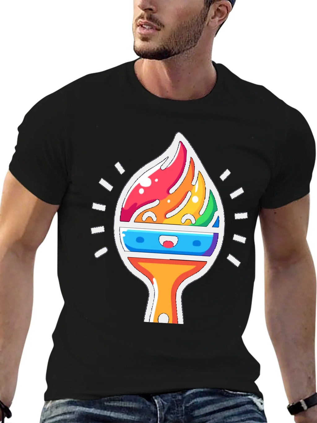 Rainbow Brushstroke Graphic Tee product image 9